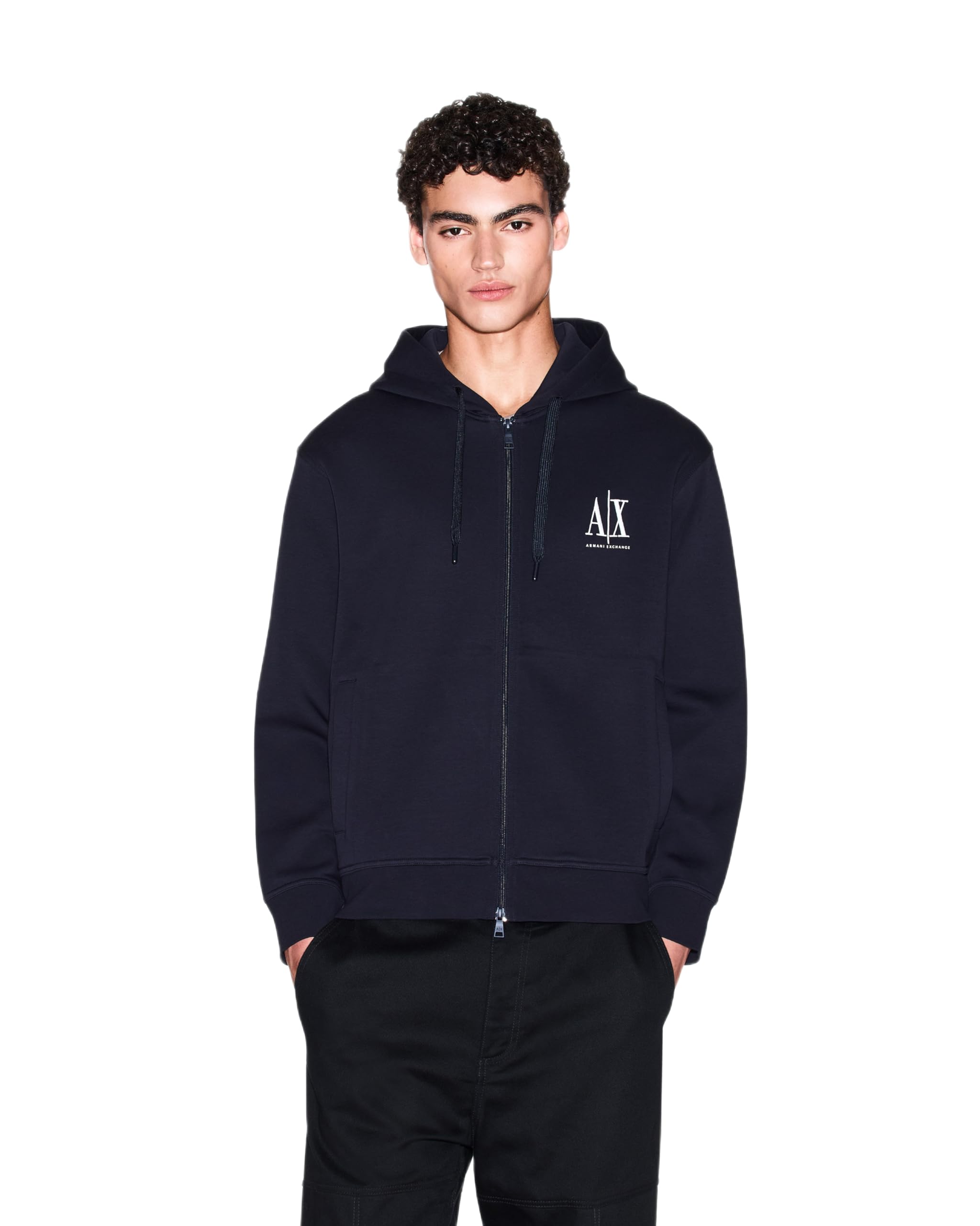Armani Exchange Herren Icon Project, Emboidered Logo, Full Zip Kapuzenpullover (1er Pack)