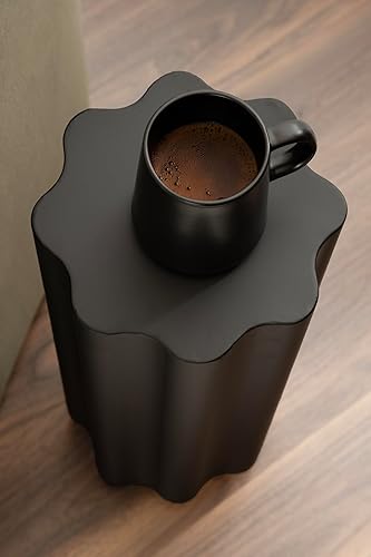 Miniatura 5 de Kate and Laurel Pandey - Mesa moderna de metal ondulado para bebidas, 9 x 9 x 22 pulgadas, color negro, mini mesa con curvas para uso como soporte