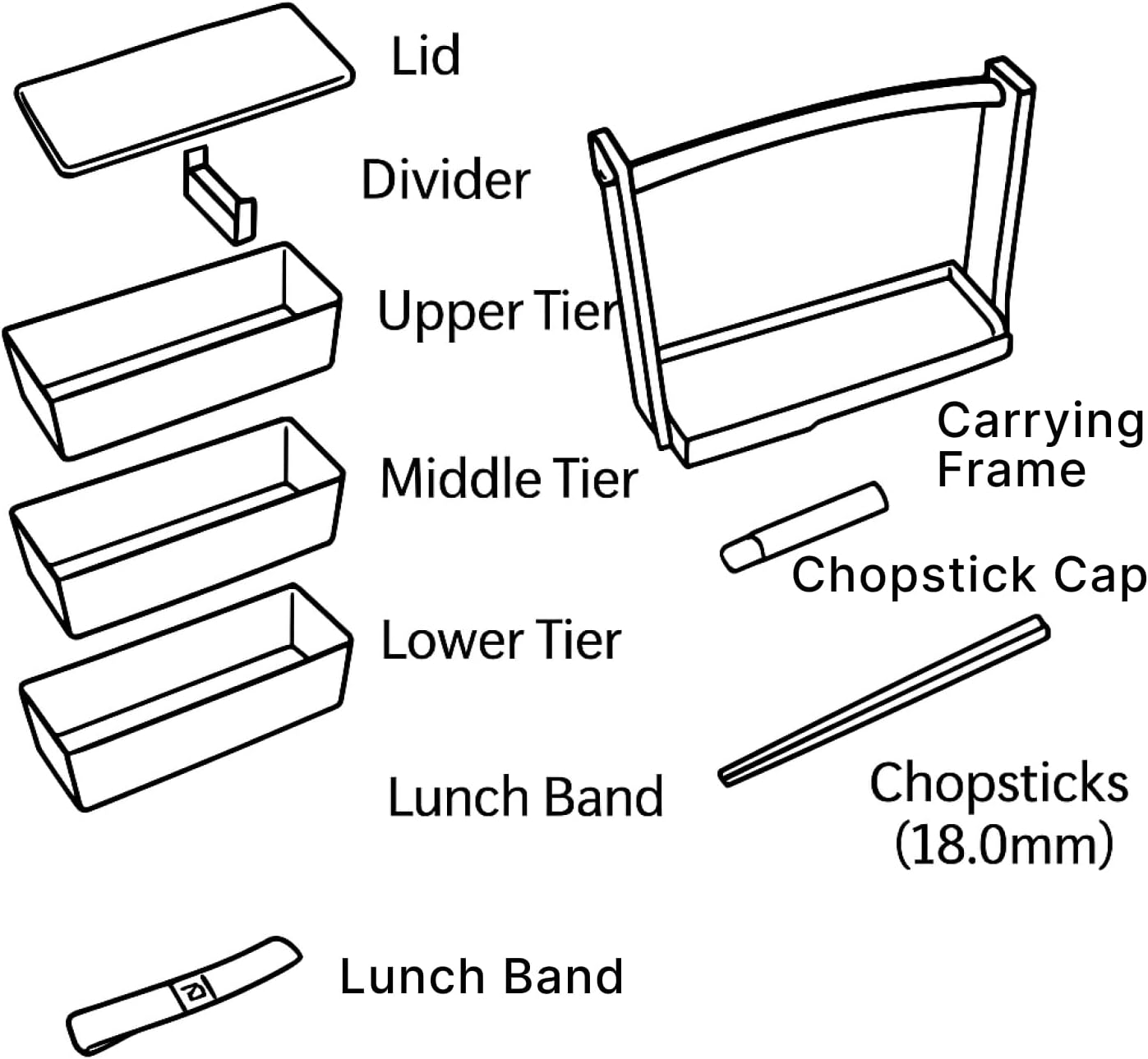 JapanBargain 1951, Made in Japan Three-Tier Japanese Lunch Bento Box with Chopsticks, Lacquered Sakura Cherry Blossom Design - Image 5