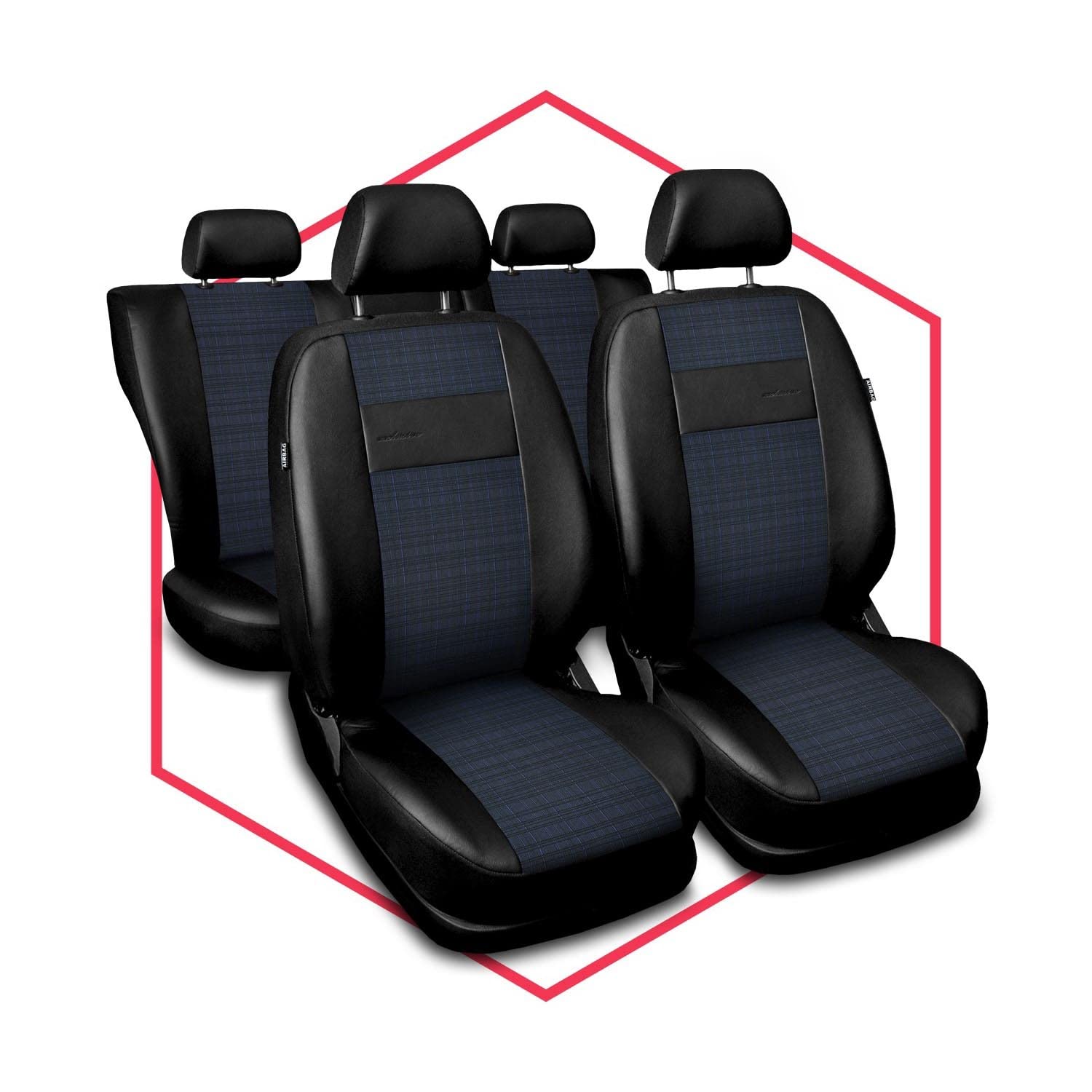 3er Set Saferide Autositzbezüge PKW universal | Auto Sitzbezüge Kunstleder Blau für Airbag geeignet | für Vordersitze und Rückbank | 1+1 Autositze vorne und 1 Sitzbank hinten teilbar 2 Reißverschlüsse