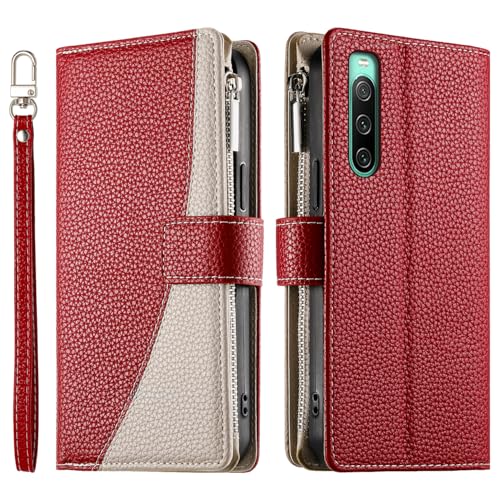 TEDTIKJT Sony Xperia 10 VI �P�[�X �蒠�^ SO-52E �g�уJ�o�[ �P�[�X���z�^ �W�b�p �}���`�J�[�h�X�g���[�W ���߉\�ȃV�����_�[�X�g���b�v �P�[�X PU���U�[�X�v���C�V���O Xperia 10 VI �X�}�z�P�[�X SOG1