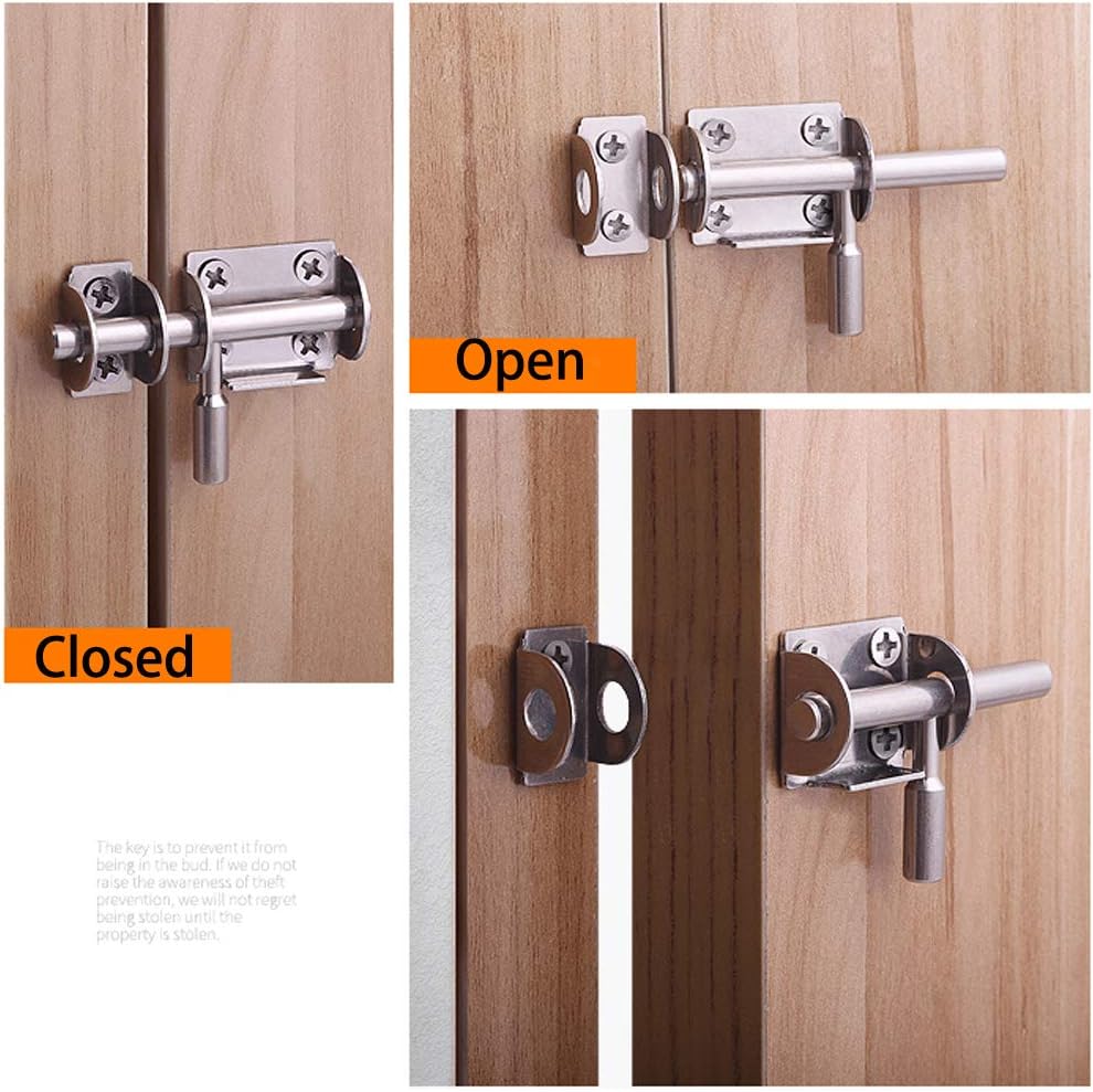 Mini Sliding Bolt Gate Latch, 2.6 Inch Heavy Duty Stainless Steel Barrel Bolt OLT with Padlock Hole, Interior Door Latches (4 Pack)