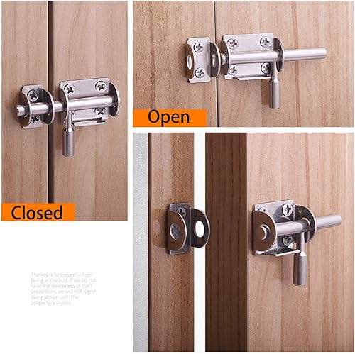 Miniatura 7 de Mini cerrojo deslizante para puerta, 2.6 pulgadas de acero inoxidable resistente OLT con orificio para candado, pestillos interiores para puerta