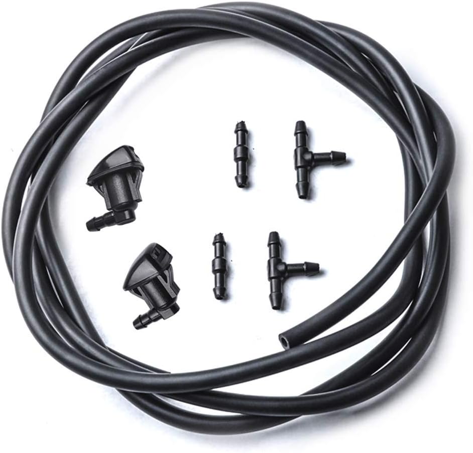 Replacement for Windshield Washer Nozzle for Jeep Grand Cherokee 05-16, Chevrolet Malibu 05-13, Pontiac G6 05-10 - and 2 Meters Fluid Hose with 4 Pcs Connector