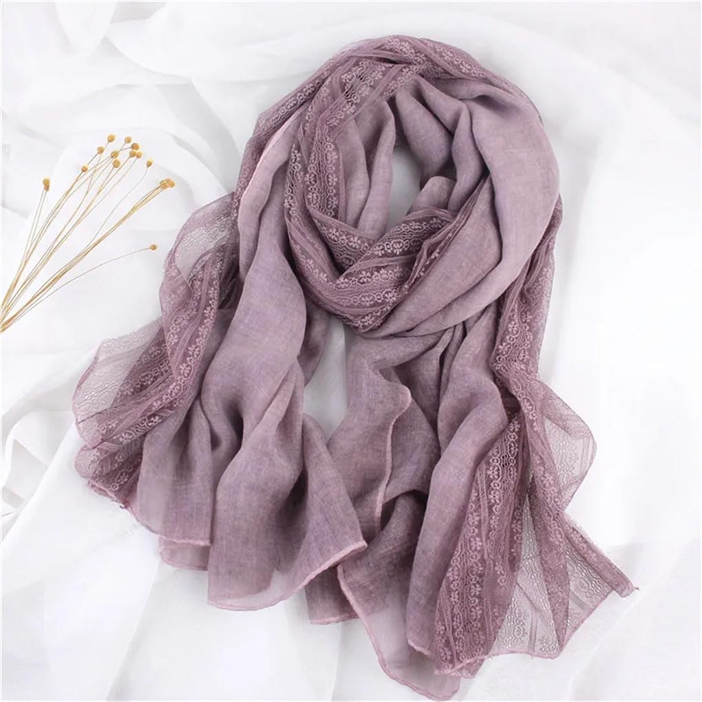 Foulard long en dentelle pour femme - Solide et chaud - 90 x 190 cm