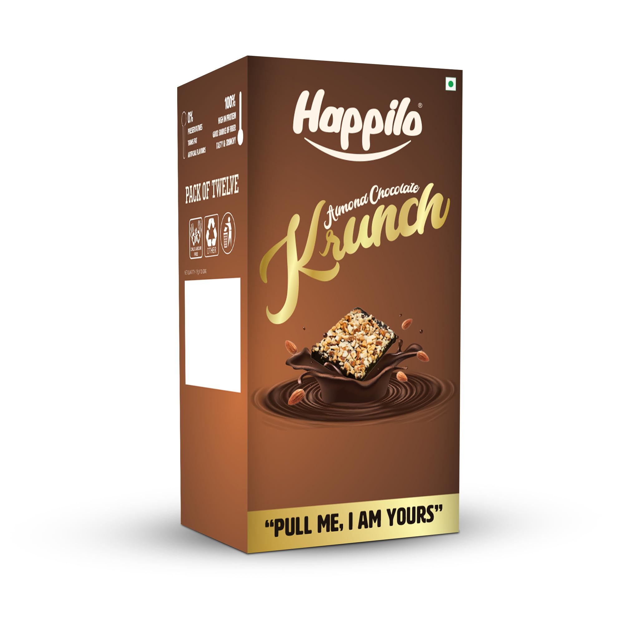 Happilo Premium Almond Chocolate Krunch Box 17g (Pack of 6), 10% Protein, 40% Almonds, Nutrient Rich, High in Protein and Fiber Bar-image-17