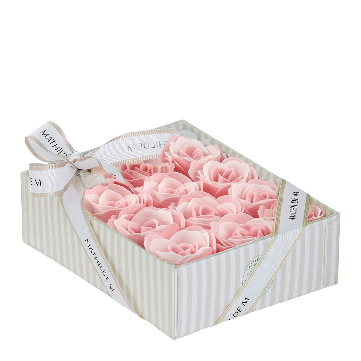 Mathilde m scatola 12 rose in fogli di sapone monouso profumate saponette profumo rosa