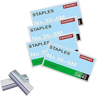 Standard Staples,Desktop Staples 1/4" (26/6), Galvanised Staple 26/6 Type, 1/4" Jam Free Sharp Chisel Point Design Staple for Office School Home Stapler Stapling Refills - 4 Boxes (4000Pcs)