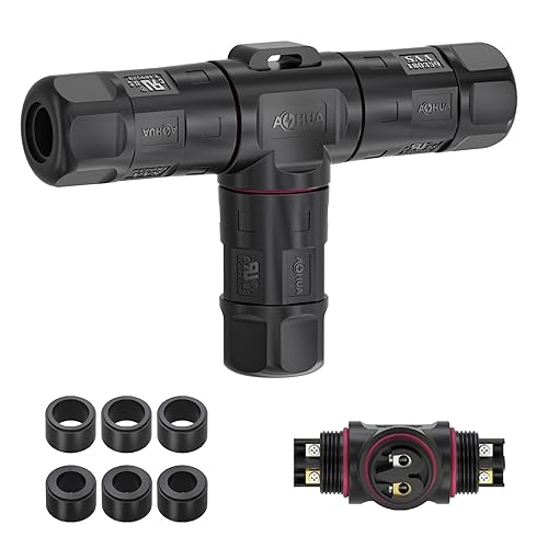 AOHUA Caja de conexiones de 3 vías, conector M23 de 2 pines, 500 V35 A, conector de cable eléctrico impermeable en forma de T IP68 para cable de