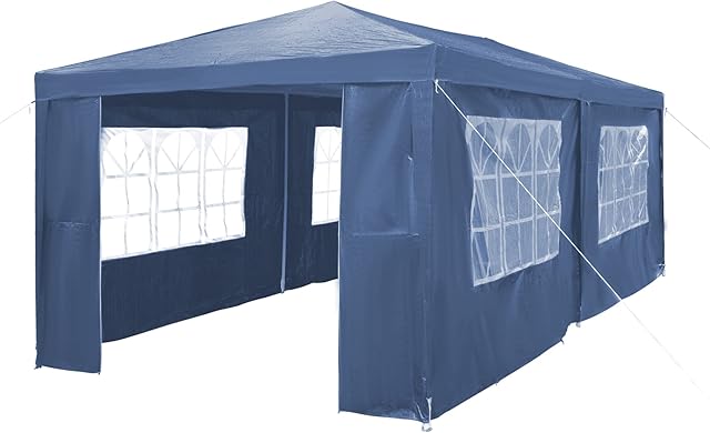 SANHENG Gazebo, 3x6m Gazebo with sides, Waterproof Party Tent Marquee Awning with Powder Coated Steel Frame perfect for Parties, Birthday, Wedding, Picnics, Carport (Blue)