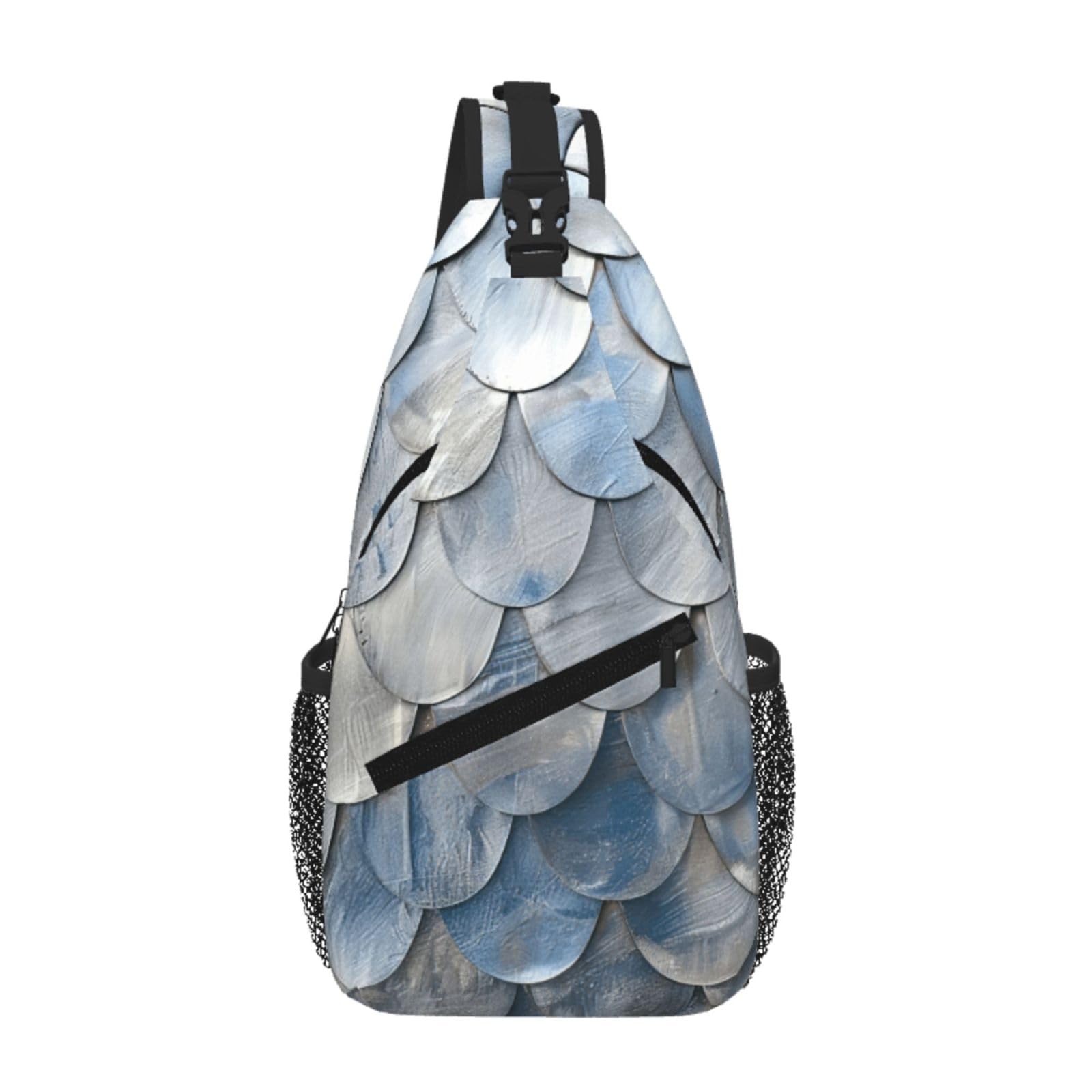 Bolsa de pecho de escamas plateadas elegante con diseño cruzado 8