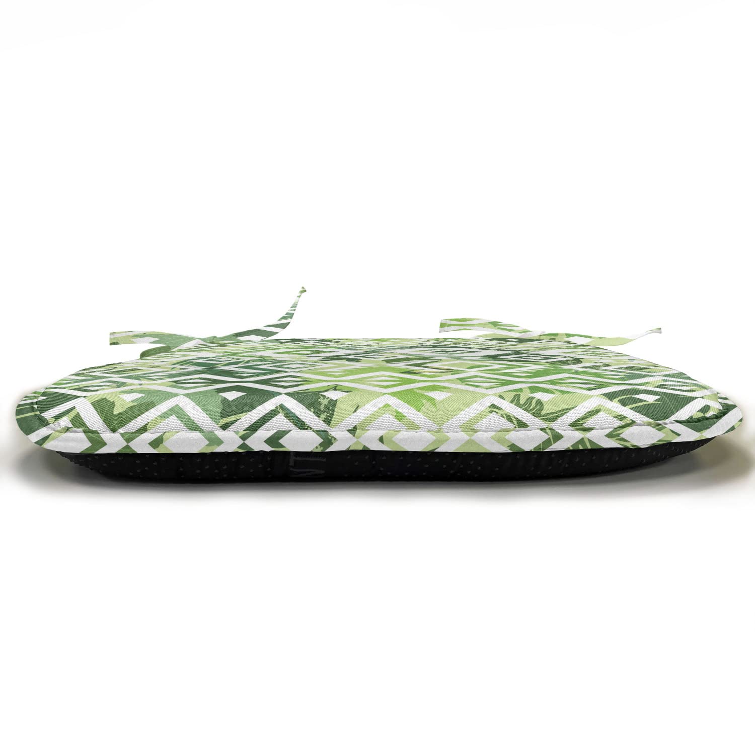 Lunarable Geometric Chair Seating Cushion, Tribal Art on Exotic Floral Background, Anti-Slip Seat Padding for Kitchen & Patio, 16