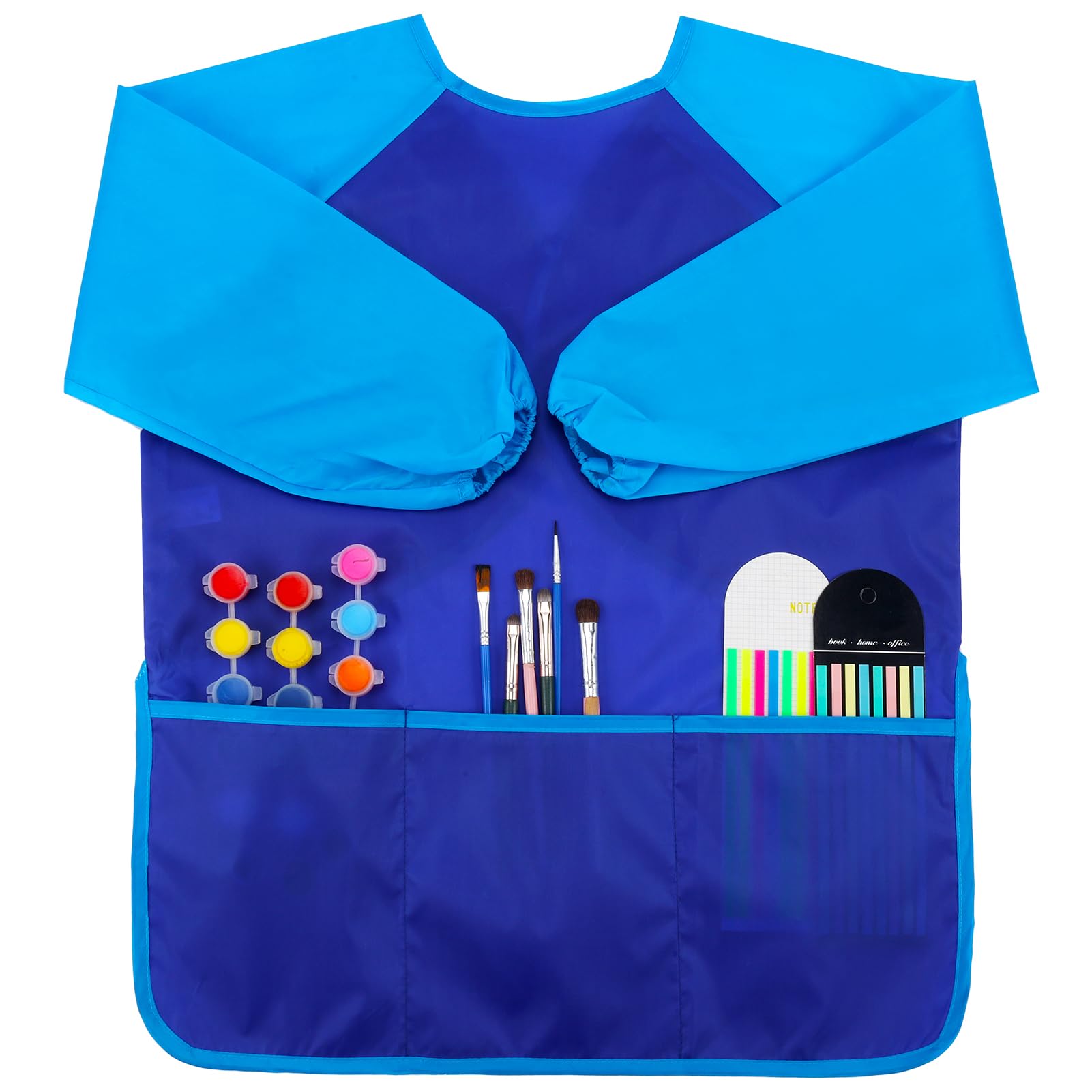 Zkptops Kids Art Smocks Waterproof Kids Painting Aprons Toddler Art Smock Kids Paint Smock with Long Sleeve 3 Roomy Pockets for Age 3-7 Years(Blue)