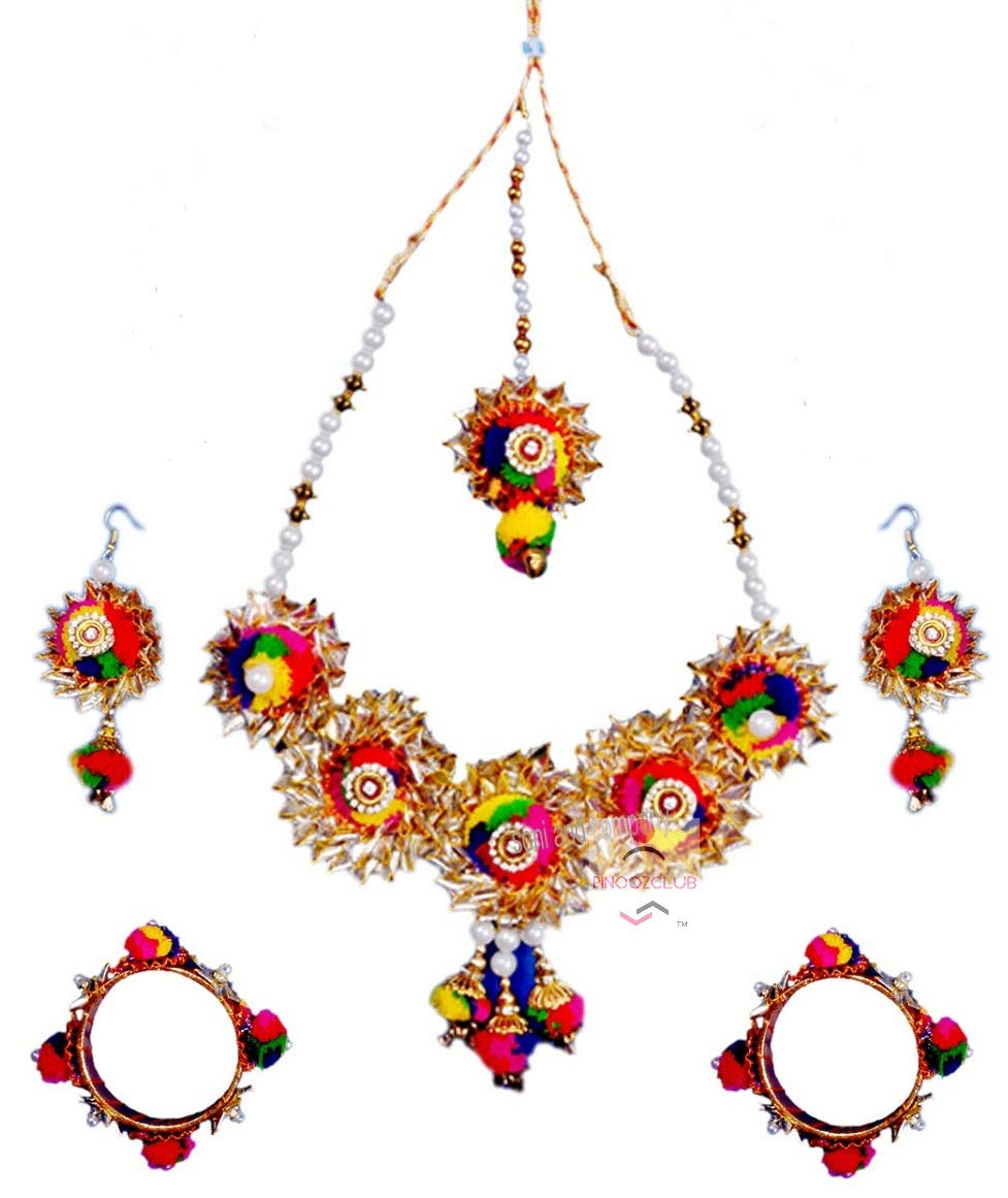Pinoozclub Rajasthani Pink Jewellery Set For Women and Girls | Multi Colour (B08R68RHTC) Amazon Price History, Amazon Price Tracker
