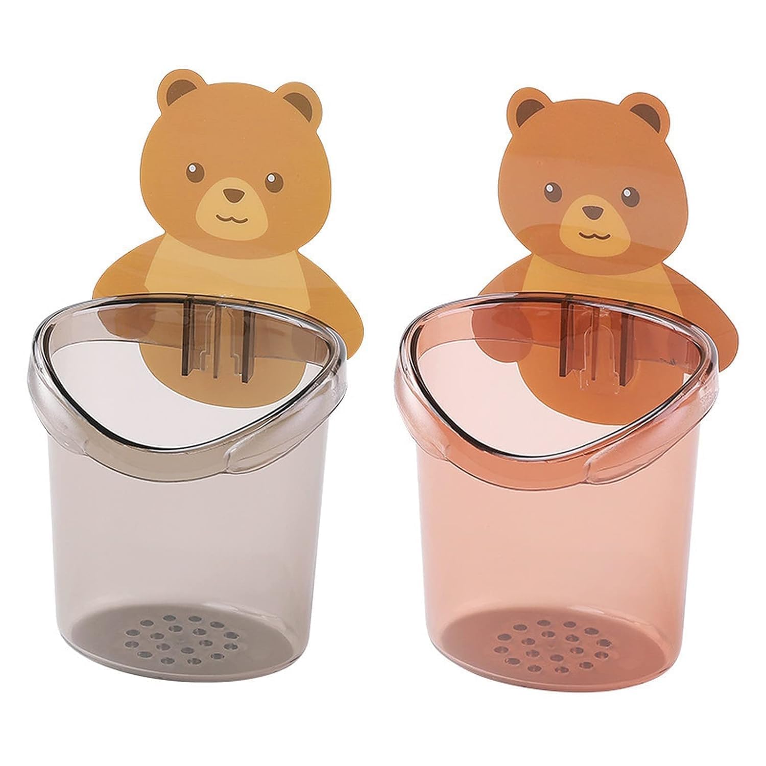 Teddy Bear Wall Mounted Toothbrush Holder with Self-Adhesive, No Drill Bathroom Organiser for Kids and Adults, Pack of 2-image-22