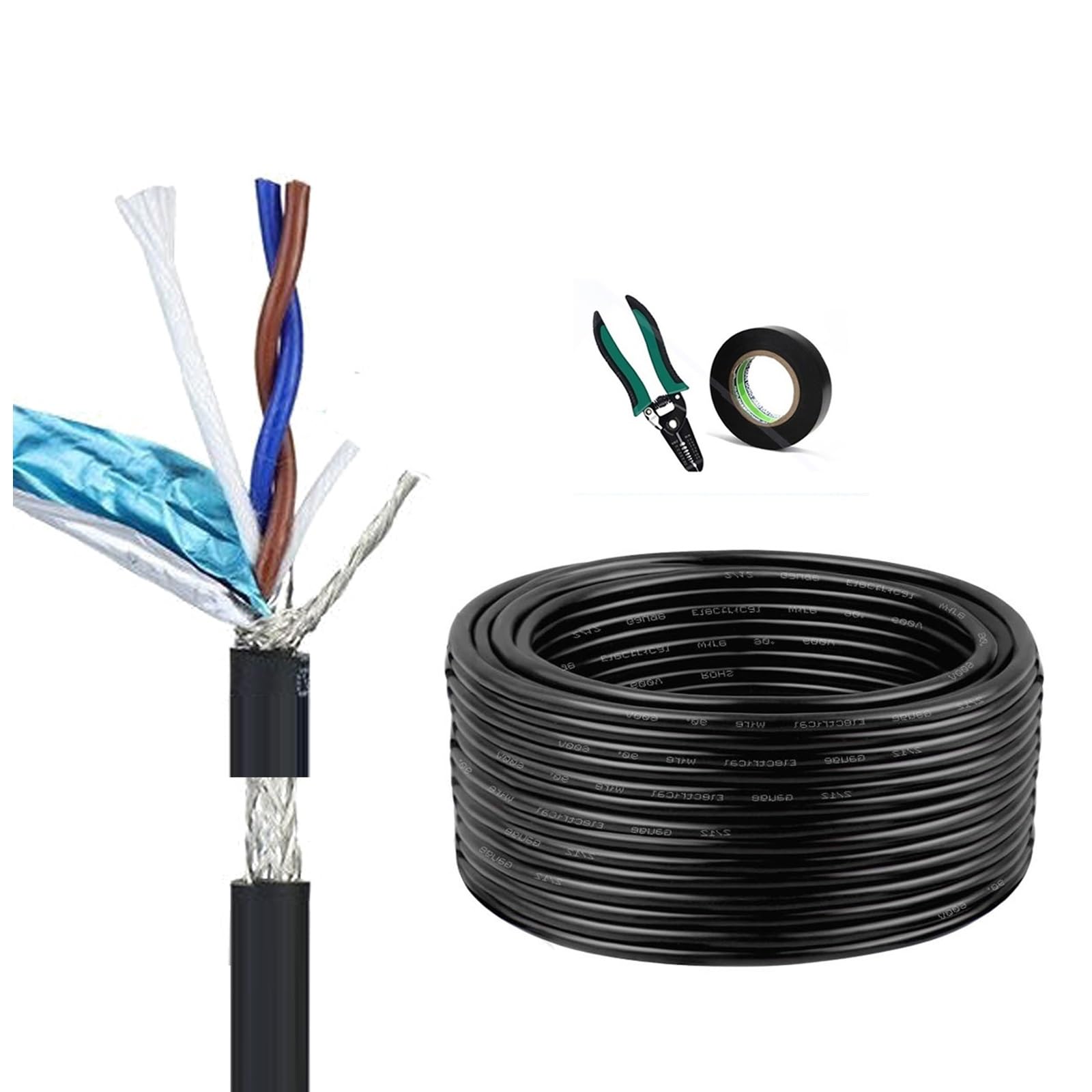 Cable apantallado par trenzado con blindaje de cobre 320FT resistente a la flexión 8