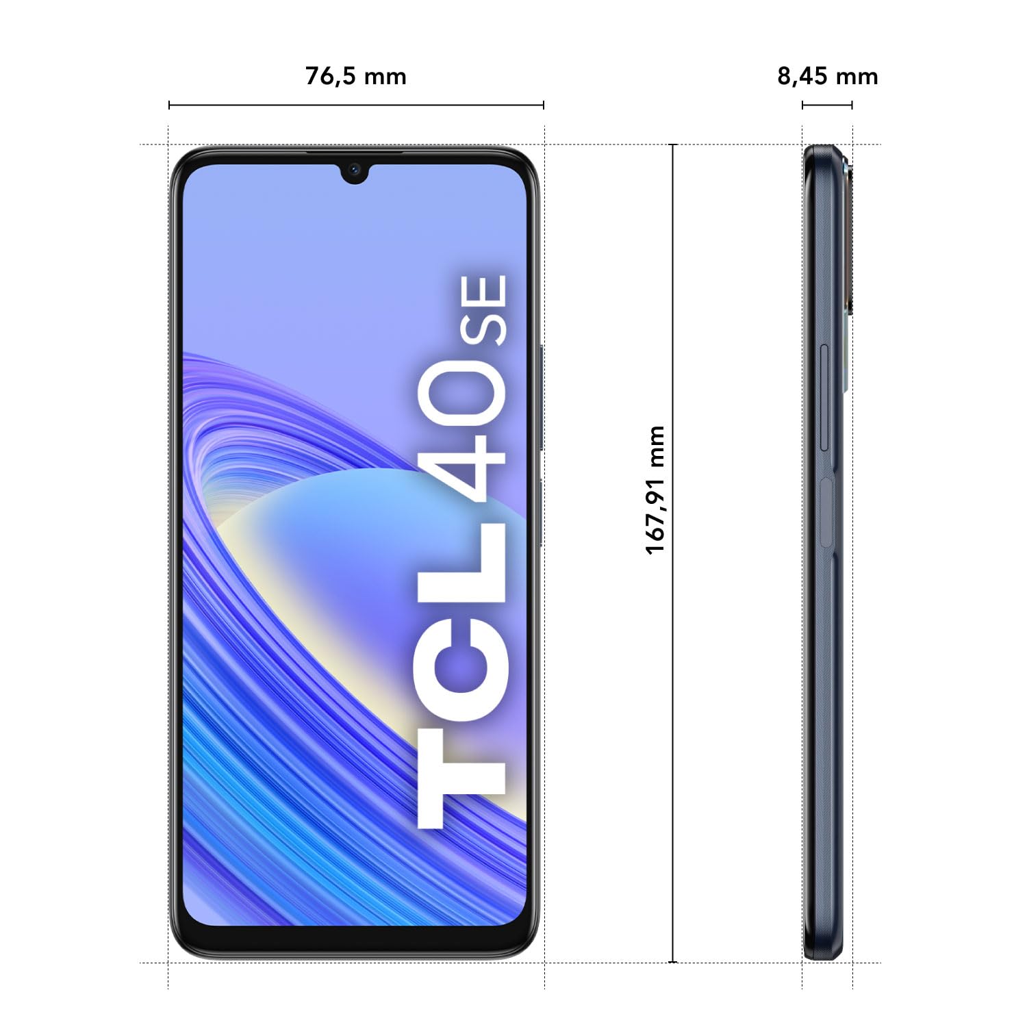 TCL 40SE Smartphone 4G Display 6.75" HD+ 90 Hz, 128 GB, 4 GB RAM, Tripla Camera da 50 Mpx, Android 13, Batteria 5010 mAh Ricarica Rapida, Dual Sim, Dark Grey, con Cavo USB Type-C Aggiuntivo