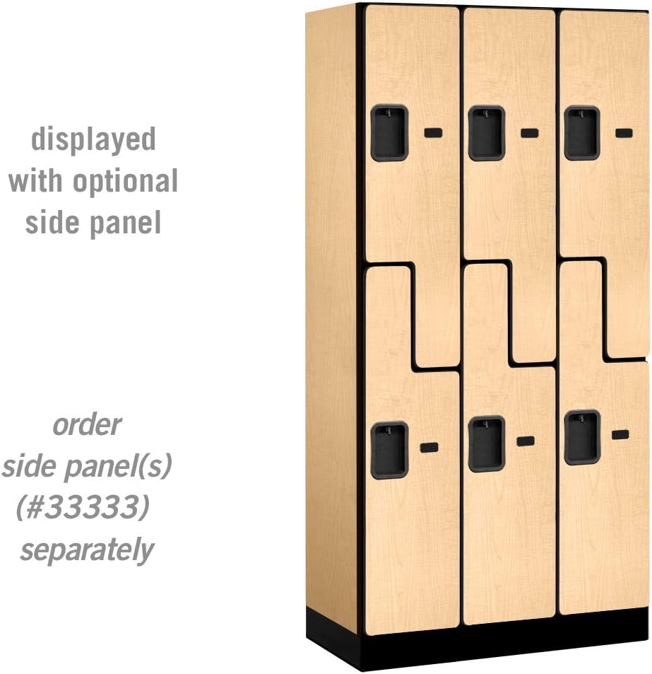 Salsbury Industries 2-Tier S-Style Designer Wood Locker with Three Wide Storage Units, 6-Feet High by 18-Inch Deep, Maple