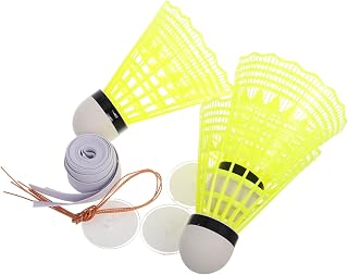 Mikikit Badminton Rebound Trainer Set Elastic Rope Self-Returning Shuttlecock for Solo Practice Indoor Training Equipment for Single Players