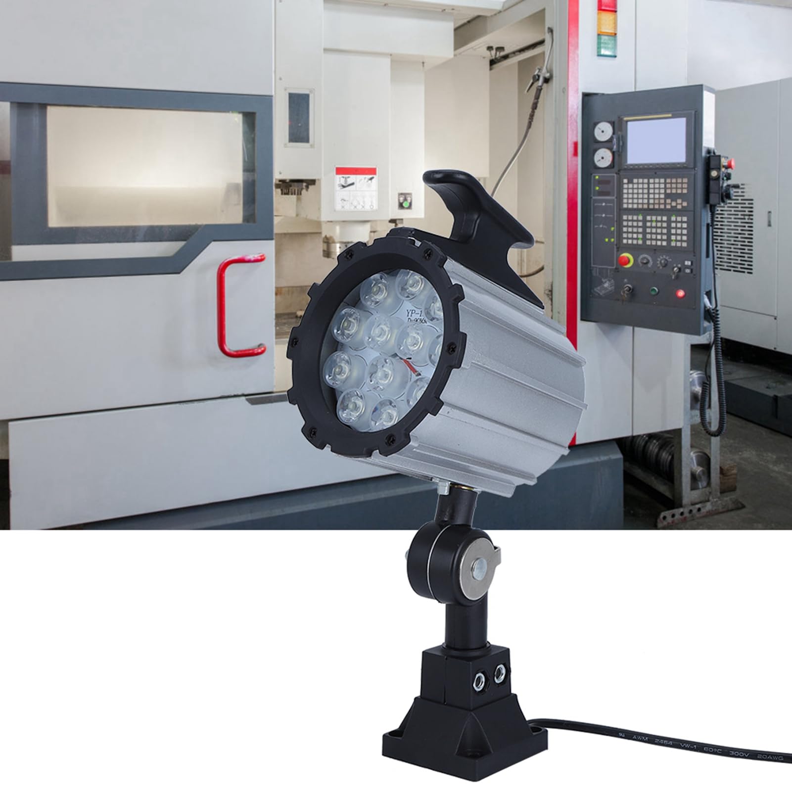 Braccio regolabile per lampada da lavoro a LED da 12 W 24 V, design anti acqua per utensili CNC, torni, trapani; Alta luminosità, facile installazione