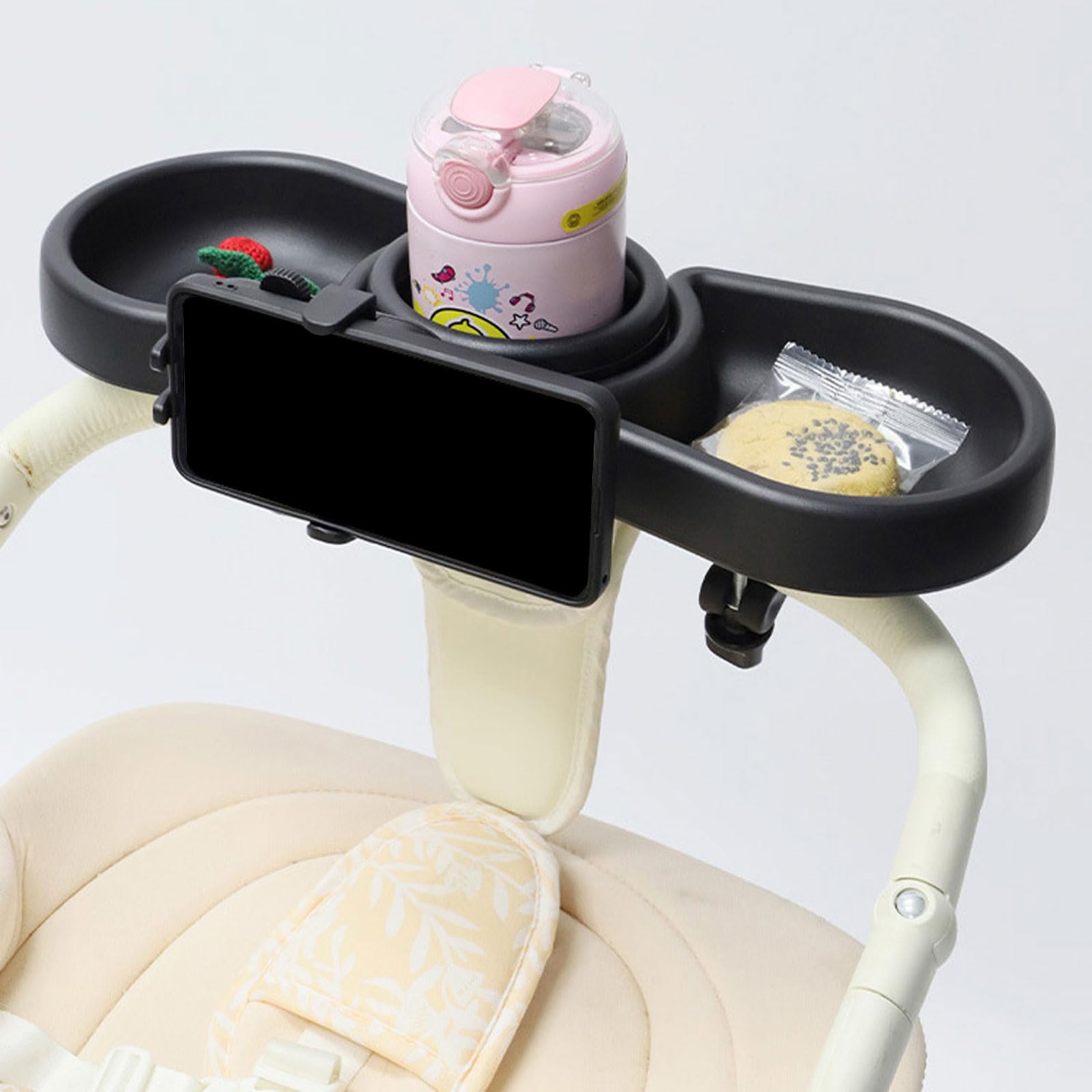 Vassoio portatile per passeggino, vassoio 4 in 1 per bambini, passeggino, portabicchieri, supporto per telefono, vassoio rimovibile per passeggino