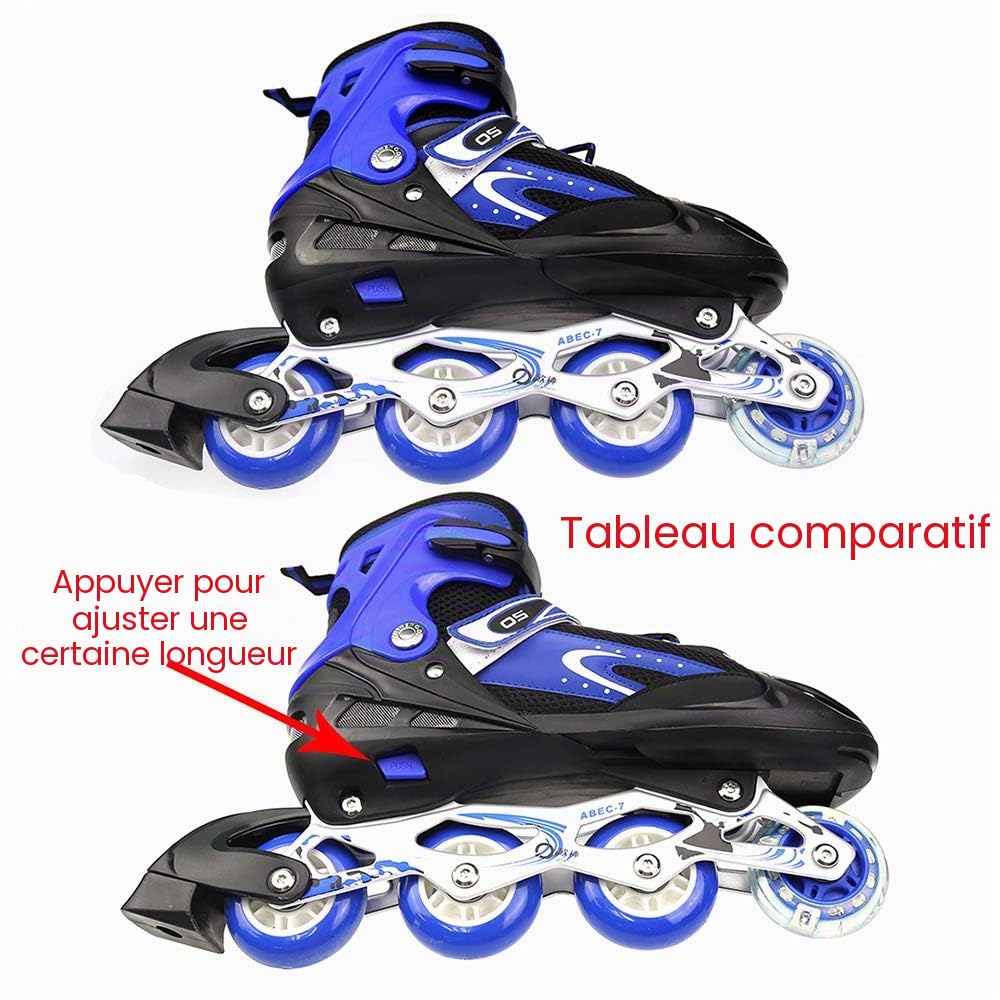 Rollers Enfants pour Filles et Garçons Rollers en Ligne Adultes avec Roues Lumineuses Patins à Roues alignées Comfortable-Taille 31-34 -Code S - Bleu