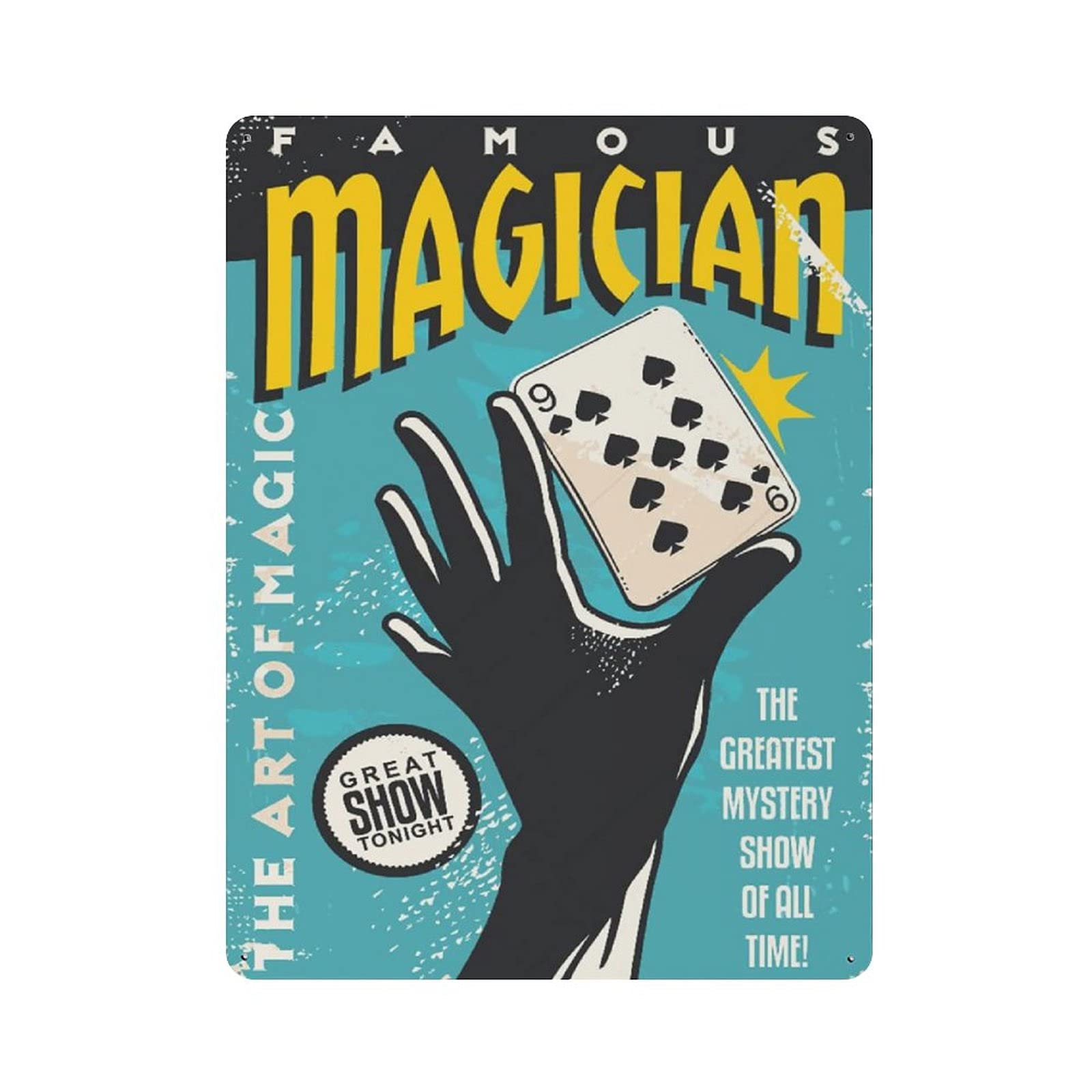 woodlogic Metal Tin Sign Magician Tin Sign Metal Aluminum Sign Vintage Wall Decor Retro Poster for Bars Restaurants Cafes Pubs Home Decoration 16"x12"