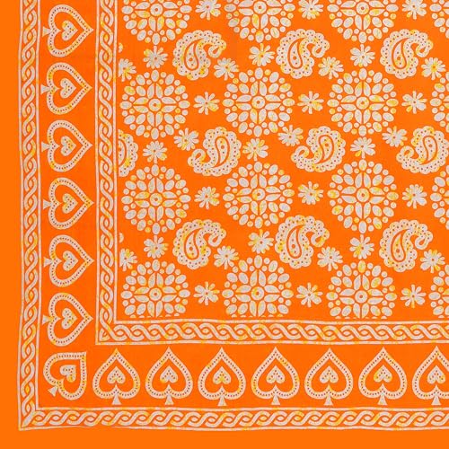 Image of Opulent Collection Double Bedsheet with 2 Pillow Cover | 100% Cotton Bedsheets for Double Bed | Handloom Bedsheet | Size 86x90 inches | King Size (90X102 Inches) (Mango Tango, King)