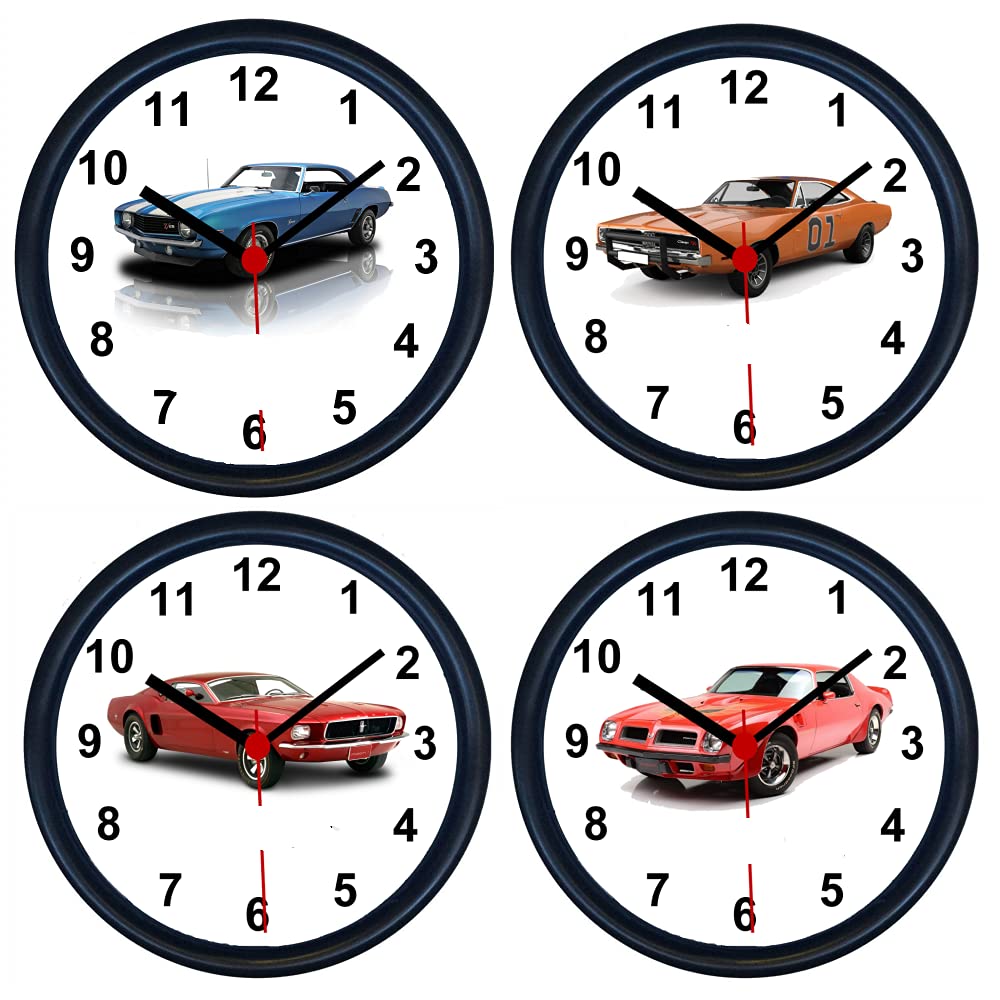 Key Expressions Black Personalised Classic American Muscle Cars Wall Clocks - Four Designs Available