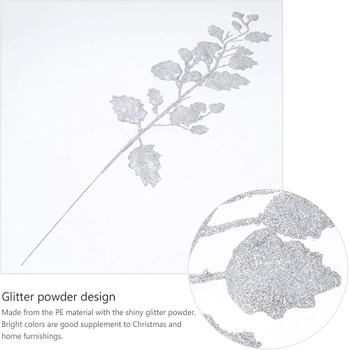 Miniatura 9 de jojofuny 20 piezas de palillos de hojas de Navidad, tallos de hojas de imitación, ramas de hojas sintéticas, guirnalda de bricolaje, suministros