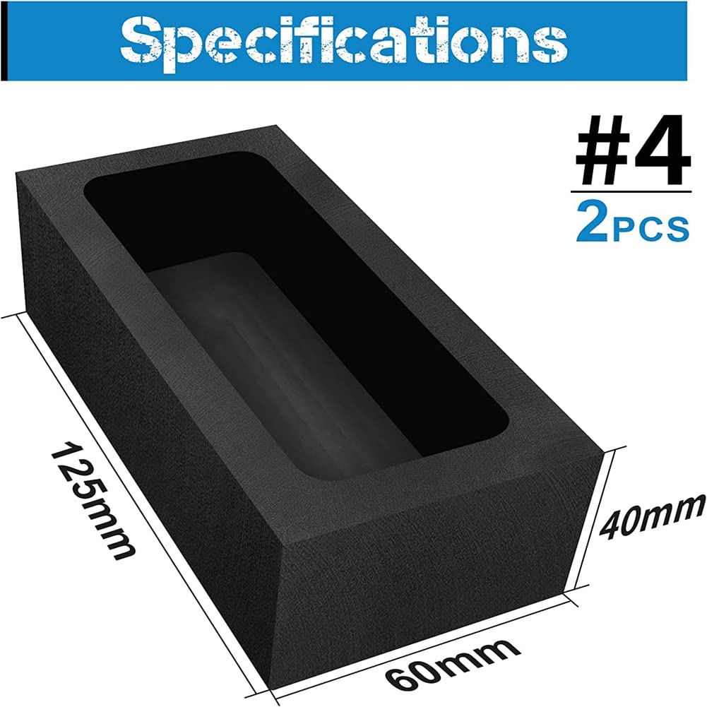 ZAYRAY 2 Uds. (4-2Kg) Moldes de Lingotes de Grafito para Fundir FundicióN Refinar Metal Cobre Plata Aluminio LatóN
