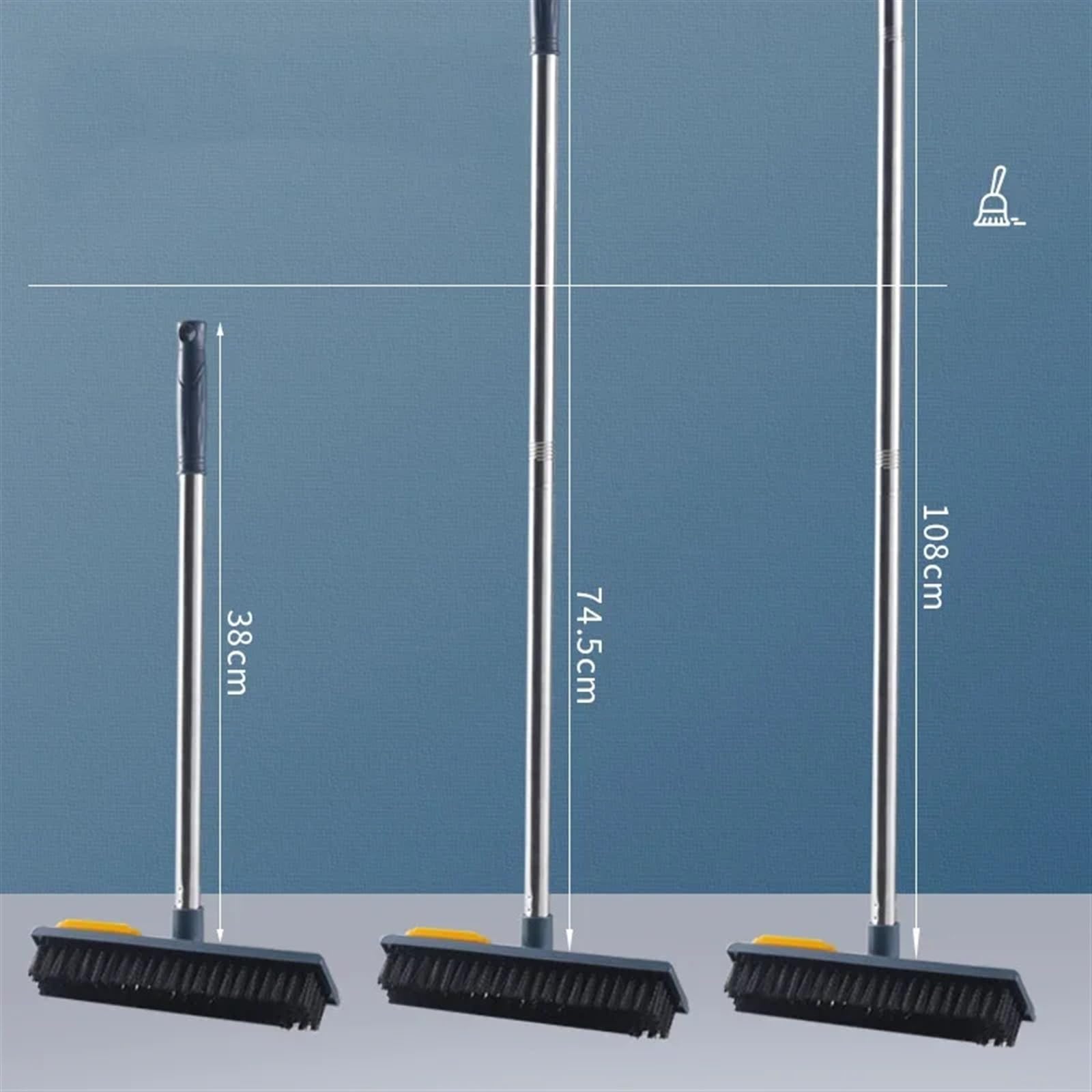 Scopa Giardino Esterno Spazzola for pavimenti 2 in 1 con manico lungo, rimovibile, regolabile, for la pulizia delle piastrelle, cucina, bagno(Blue)