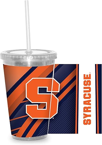 Miniatura 18 de Rico Industries NCAA Sports Team - Vaso transparente de 16 onzas con pajilla, vaso de viaje del color del equipo para fanáticos de los deportes