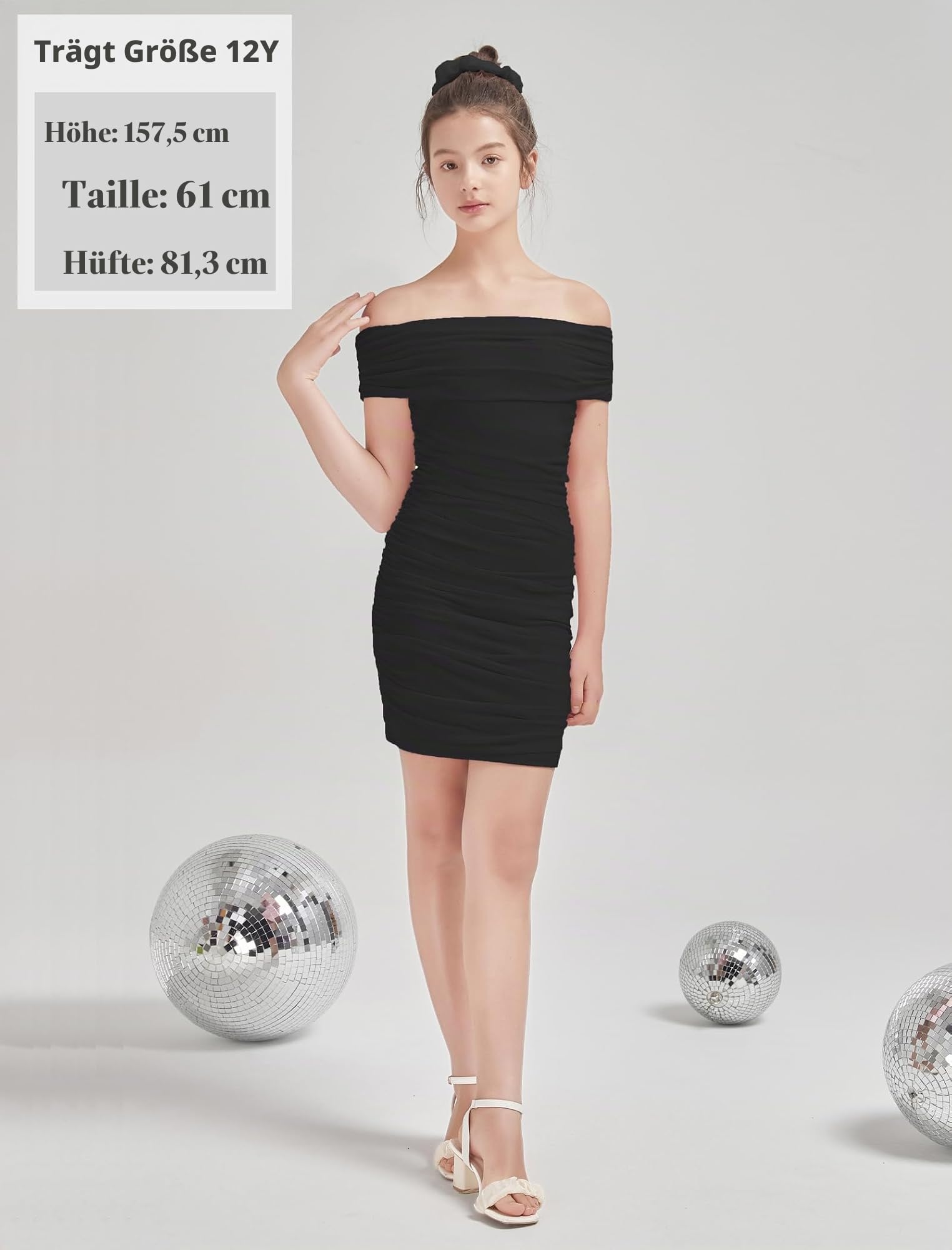 EXARUS Schulterfreies Bodycon-Minikleid für Mädchen, ärmellos, gerafft, für Teenager & Tweens, Abschlussfeier, Frühlingsball, Party und festliche Anlässe