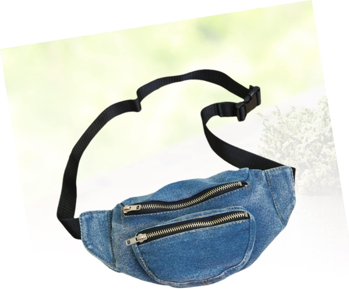 Jean Fanny Pack for Women Lightweight Denim Pouch Elastic Waistband Crossbody Pouch Dark Blue Waist Bag