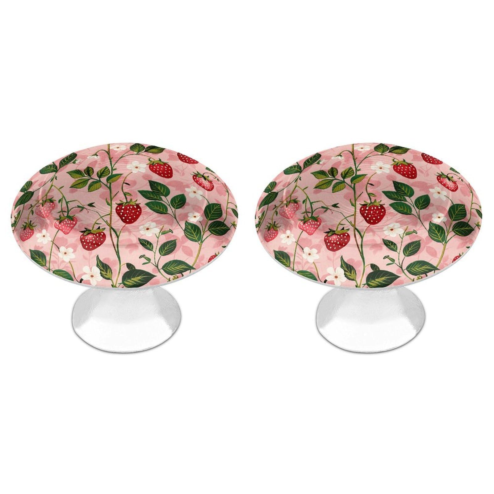 QMNLKH Peach Strawberry Print Cabinet Knobs for Home, Round Drawer Pulls for Kitchen, Personalized Cupboard Handles with Screw, Fashion Dresser Knobs for Office, Drawer Handles, 2 Packs