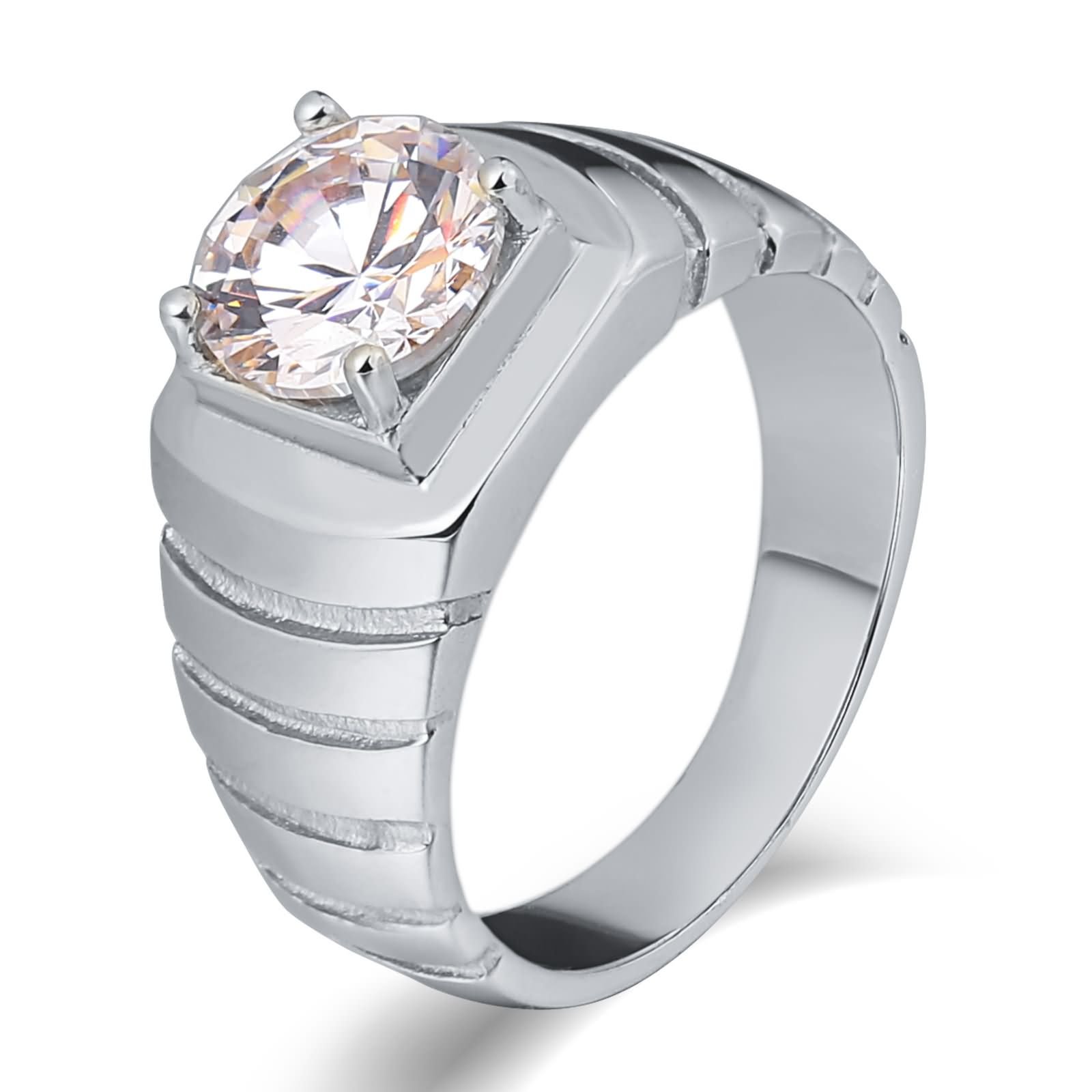 Bishilin Stainless Steel Ring Utility 1CM Zirconia High Polished Round  Width 10 MM Men Ring Promise Ring for Men Engraving