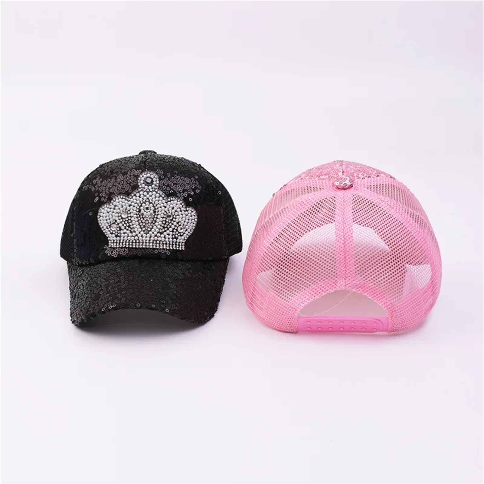 MRKU Cappello Estivo da Sole con Paillettes, Berretto da Baseball per Bambini, Sottile, Traspirante, in Rete, Stile Hip Hop, Regolabile, per Ragazze e Ragazzi.