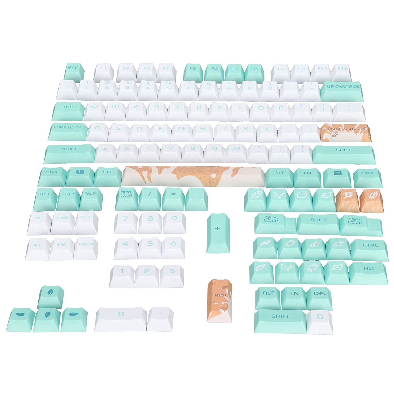 Buy Dpofirs PBT Keycaps, Mechanical Keyboard Keycaps Cute Candy Pattern 128 Keycaps for