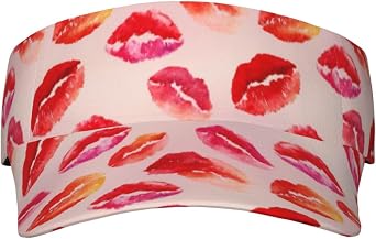 Lips Kiss (1) for Adjustable Sun Visor Hat, Empty Top Sports Sun Cap for Men and Women Black