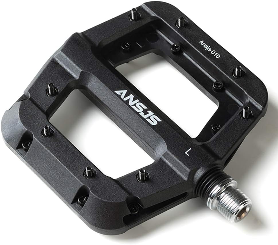 Ansjs Mountain Bike Pedals,3 Bearings Bike Pedals Platform Bicycle Flat Pedals 9/16" Pedals (A010-Black)