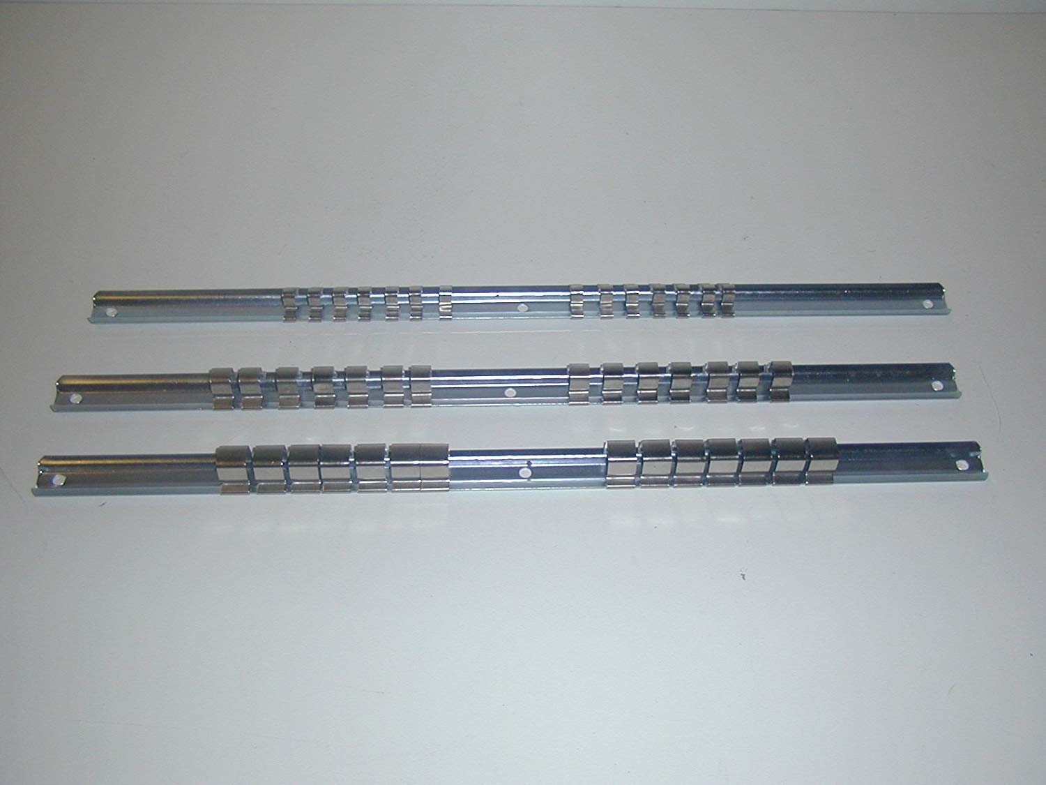 Unibos 3pc Socket Rail Set 1/2" 3/8" 1/4" Storage Holder Grip Organiser 14 Per Rail