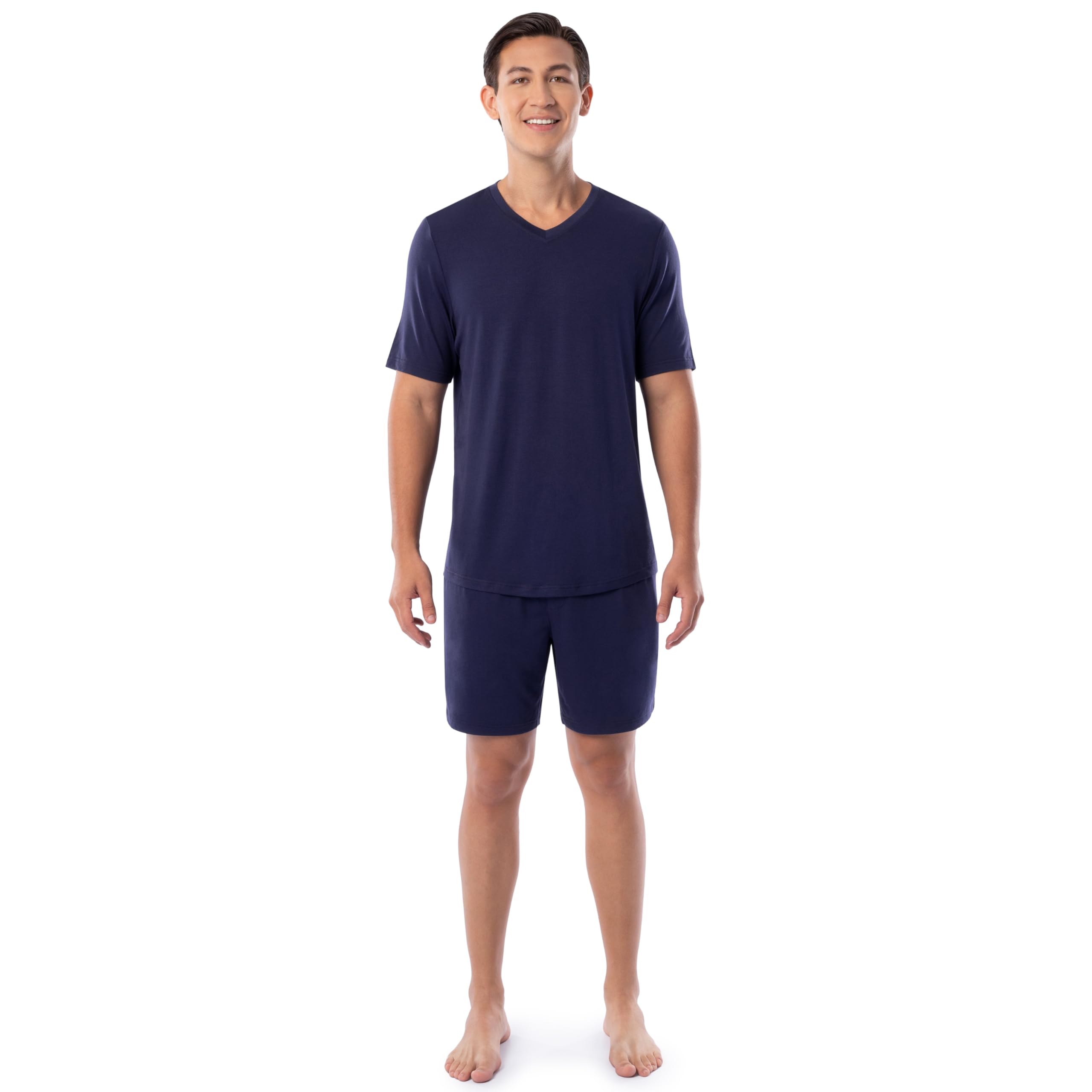 fruit of the loom Men's 360 Stretch Short Sleeve V-neck Top and Short Sleep Pajama Set-picture-43