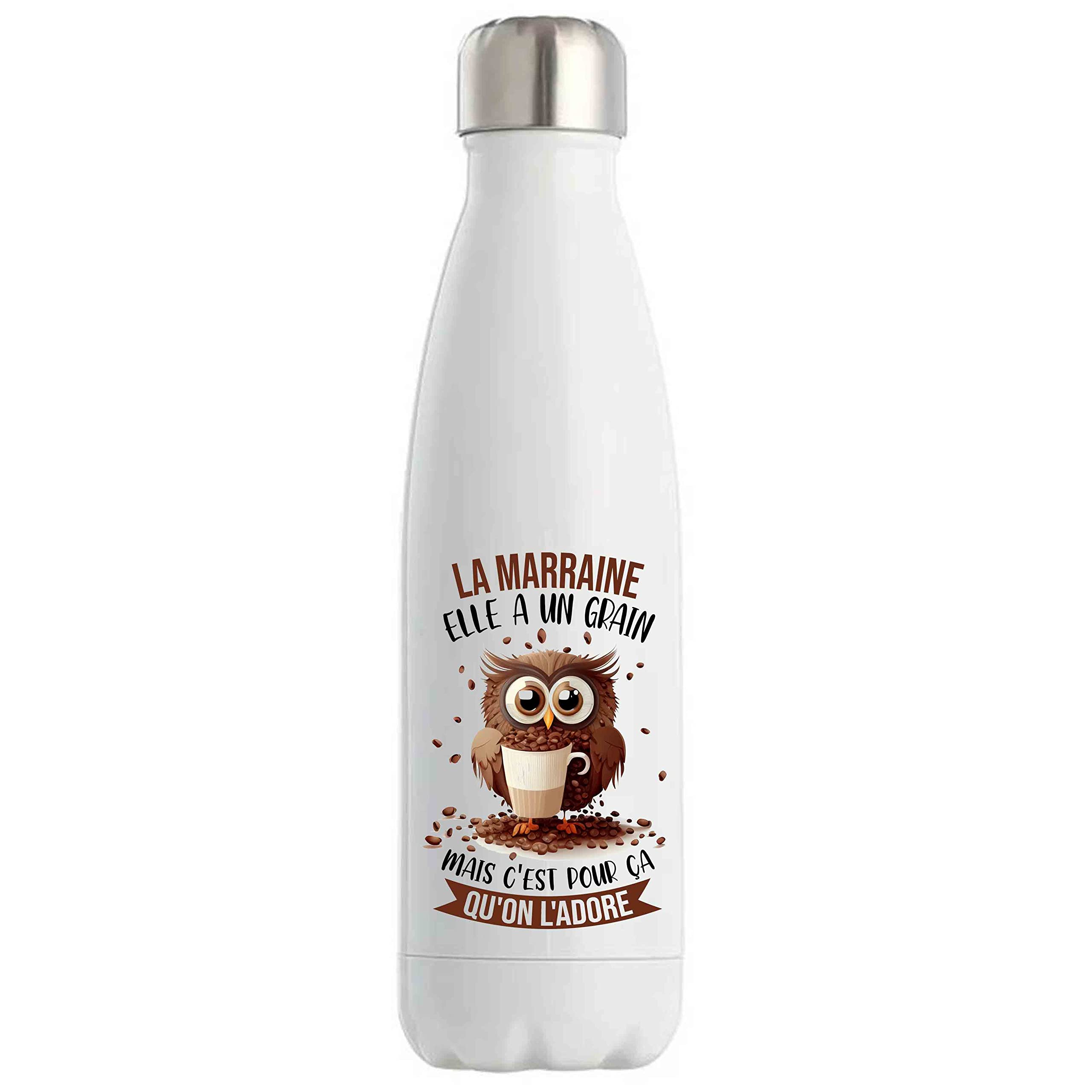 Botella isotérmica La Marrina Búho Café | Idea Botella Regalo Trabajo Artesanía Termo Deporte Termo Colega Mujer Cumpleaños Navidad