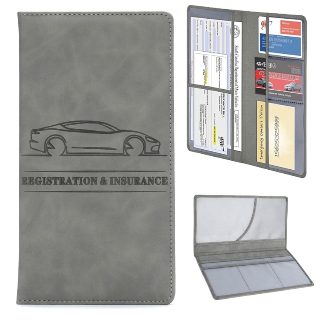 Car License & Registration Holder Useful Car Accessory Car Document Organizer (Gray)-image-24