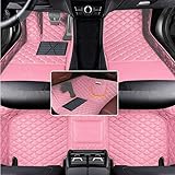 SARAHS Customized Artificial Leather Car Floor Mats - Waterproof, Anti-Slip, Suitable for Cars, SUVs, Trucks - Protect Your Vehicle's Interior from Dirt and Debris (Pink)