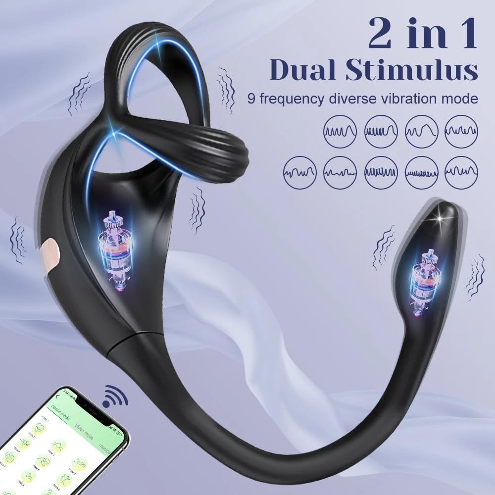 Tapón anal Anillo para pene, vibrador de próstata, Juguetes sexuales para hombres, aplicación 10 modos, masaje de testículos, tapón Anal, anillo para pene, masturbador masculino, consolador adultos