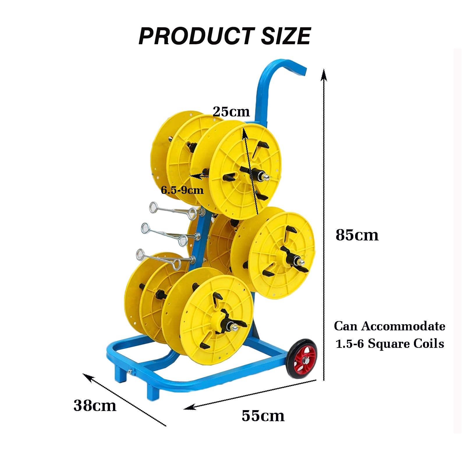 Wheeled Spool Stand, Rolled Wire/Cable Dispenser Heavy Duty Conduit Display And Storage For Electrical Industrial And Retail Use(Yellow)