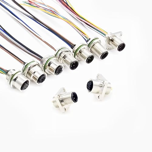 Miniatura 5 de Cable conector macho M12 de 5 pines, un cable de montaje trasero recto codificado 1.6 ft impermeable enchufe de aviación macho sin blindaje Cable