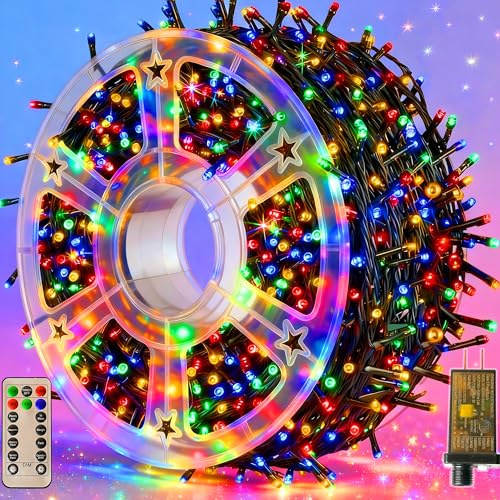 Domolli Christmas Lights 1000 LED 328 FT, Waterproof Christmas Tree Lights with 8 Modes, Remote Control 3 Timers & Memory Function Xmas Decorations for House and Holiday (Multicolor)